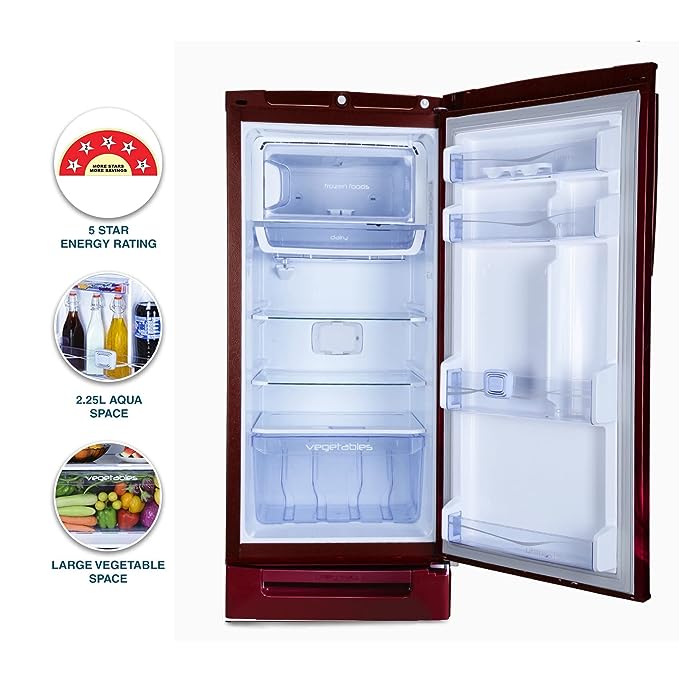 Godrej 202 L 5 Star Advanced Inverter, Jumbo Vegetable Tray Direct Cool Single Door Refrigerator With Base Drawer(2023 Model, RD 210E TDI MN WN, Marine Wine)(OPEN BOX) Godrej 202 L 5 Star Advanced Inverter, Jumbo Vegetable Tray Direct Cool Single Door Refrigerator With Base Drawer(2023 Model, RD 210E TDI MN WN, Marine Wine)(OPEN BOX)